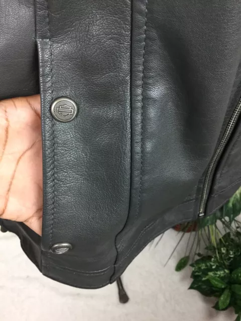 Veste femme en cuir de chèvre véritable Harley-Davidson gris taille XL 3