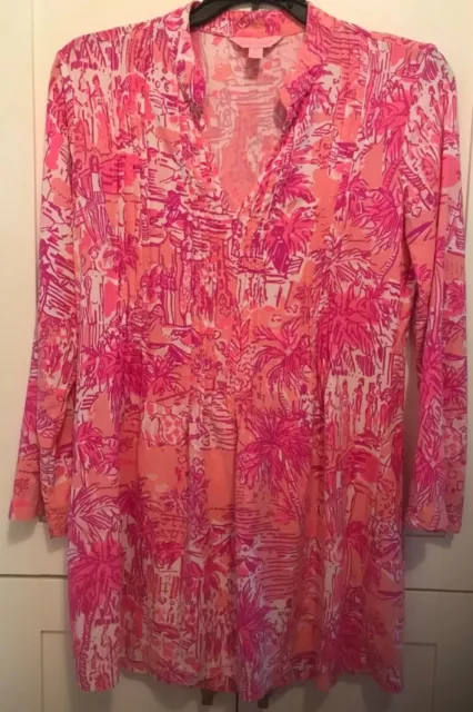 lilly Pulitzer pink/ white long sleeve tunic size XS