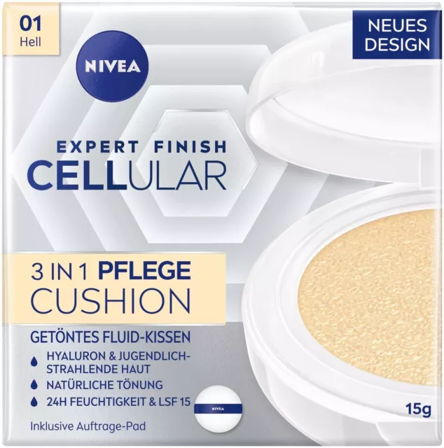 Cojín cuidado NIVEA Hyaluron CELLular 3 en 1 15g- maquillaje LSF15 01 claro