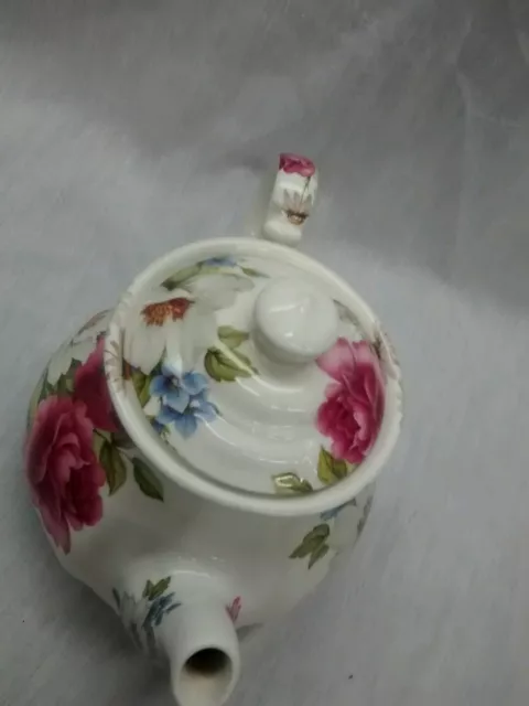 Stunning vintage Sadler England pink white flowers teapot 2