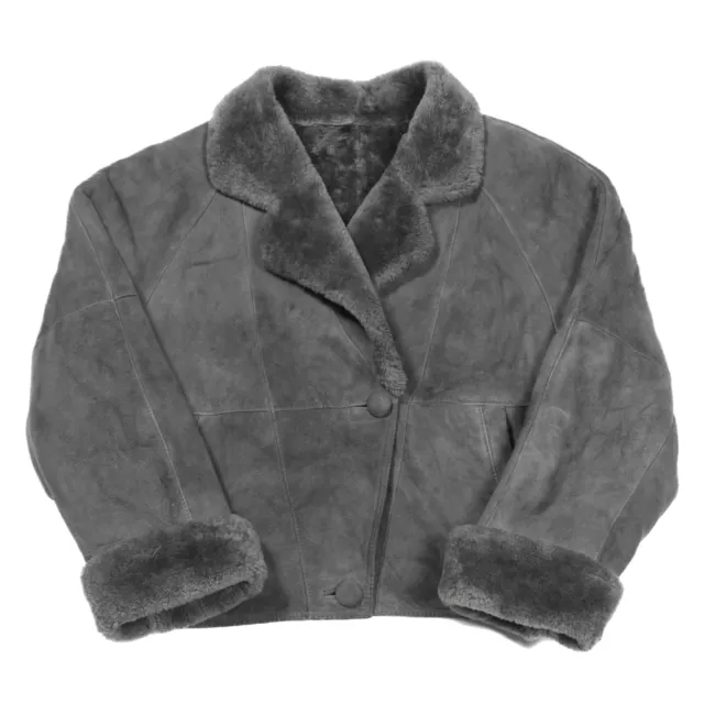 Vintage Shearling Wildleder Jacke Groß Jacke Leder Mantel Kunst AM71