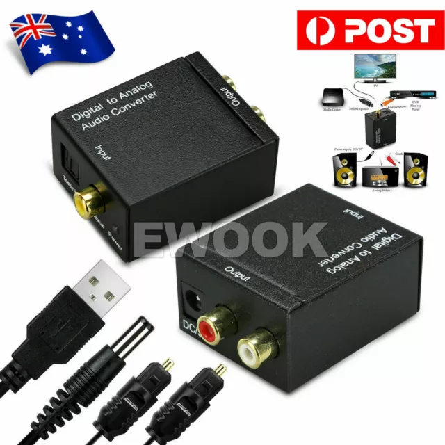 Digital Optical Coax Coaxial Toslink to Analog Audio Converter Adapter RCA DAC