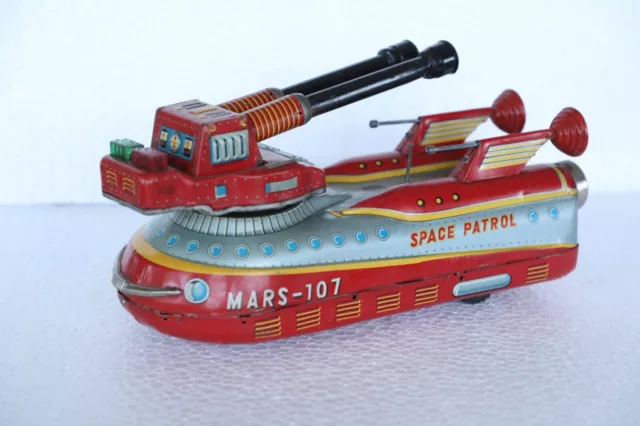 Rare Vintage MARS - 107 Battery T.N Mark Litho Space Patrol Tin Toy,Japan