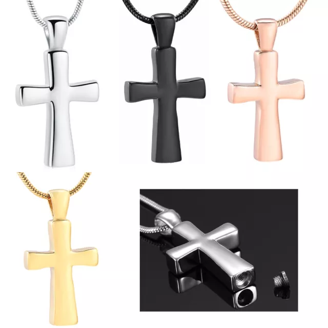 Simple Cross Cremation Urn for Ahes Keepsake Necklace Jewelry Human Pet Memorial