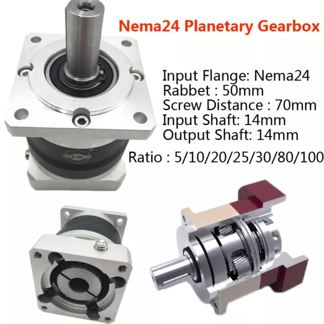 Nema24 Planetary Gearbox Gear Head Speed Reducer for 60 Servo Motor 14mm Input