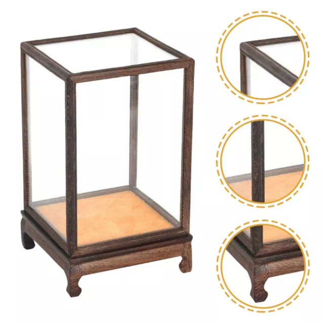 2 PCS Glass Cover Display Cabinet Wooden Acrylic Case Toy Chinese Furniture 2
