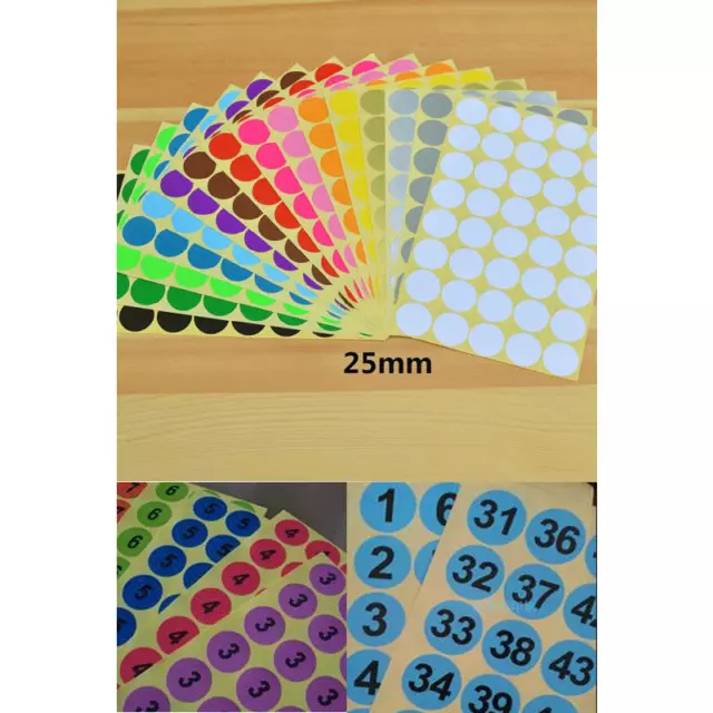 80 x 25mm Round Sticky Adhesive Spot Circles Paper Labels Coloured Dot Stickers