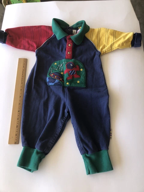 Vintage 90 s Gymboree Rainbow tag  Spaceman Romper suit  Color Block Newborn