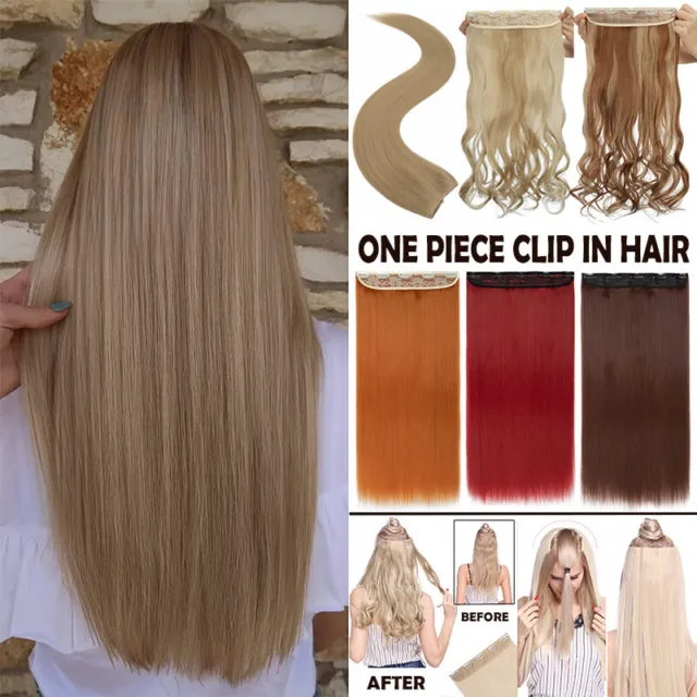 17"-30" One Piece 5 Clips THICK Full Head Clip in Hair Extensions as Human Real