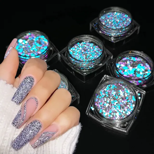 Pigmento de cristal brillante para uñas polvo reflectante manicura en polvo holográfico