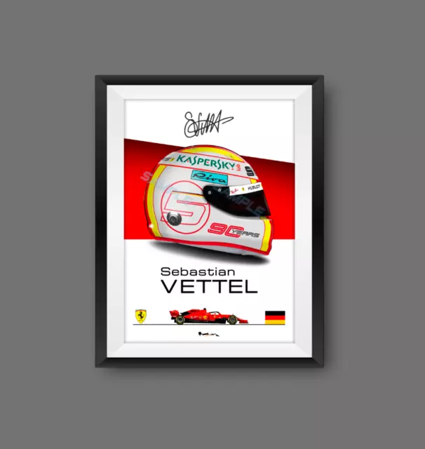 Sebastian Vettel 2019 Ferrari SF90 F1 Helmet Print - Scuderia GP