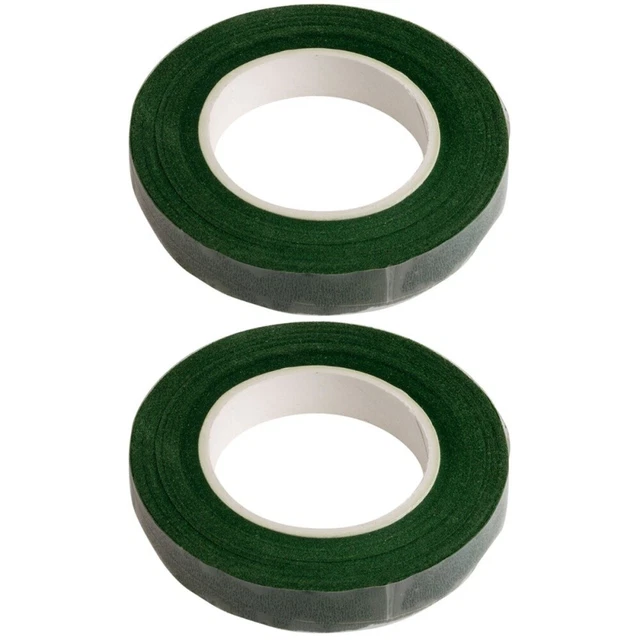 2 piezas cintas de flores de ancho verde oscuro cinta de embalaje de pegamento para ramo tronco envoltura