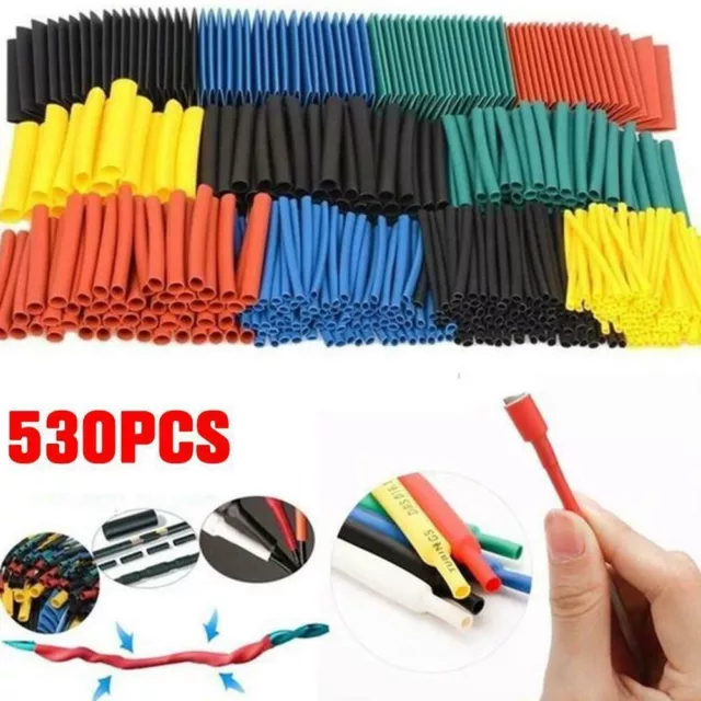 Essential Assorted Cable Wrap Kit with 530 Heat Shrink Tubing Tube Sleeve