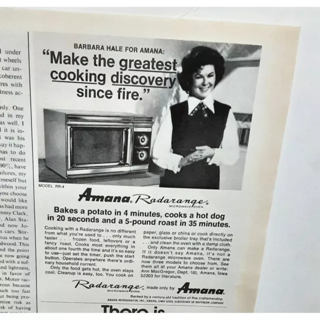 1972 Amana Radarange Barbara Hale Vintage Print Ad 70s
