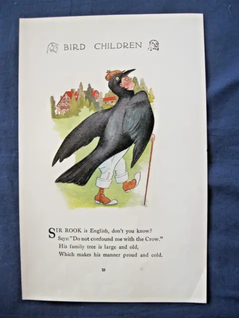 BIRD CHILDREN 1912 Elizabeth Gordon Vintage Art Print M.T. Ross SIR ROOK
