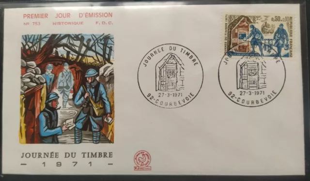 Enveloppe Premier Jour Journée Du Timbre N° 1671 La Poste Aux Armées 1971 Courbe