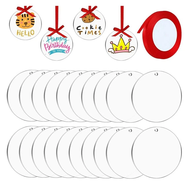 20 ud. espacios en blanco acrílico transparente, discos de etiqueta transparentes, espacios en blanco para N4J4