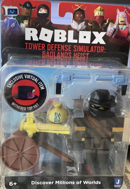 Roblox TOWER DEFENSE SIMULATOR: BADLANDS HEIST Figure w/ WITHERED TOP HAT  Code