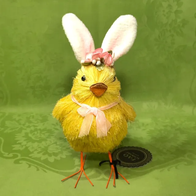 Sisal Straw Chick Chickadee Figurine FAO Schwarz 10" Bunny Ears Easter