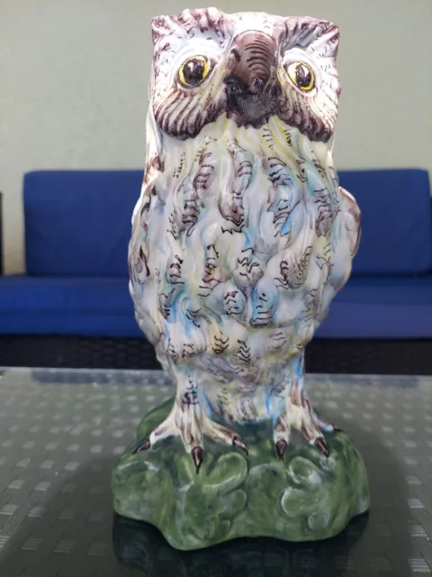 Majolica J. W. Co Italian Pottery Ceramic  Owl - unique piece