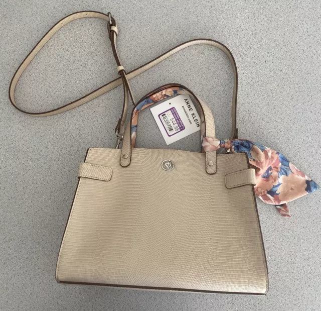 NWT Anne Klein Bonded Satchel Triple Compartment Taupe NEW TAG MRSP $44.98