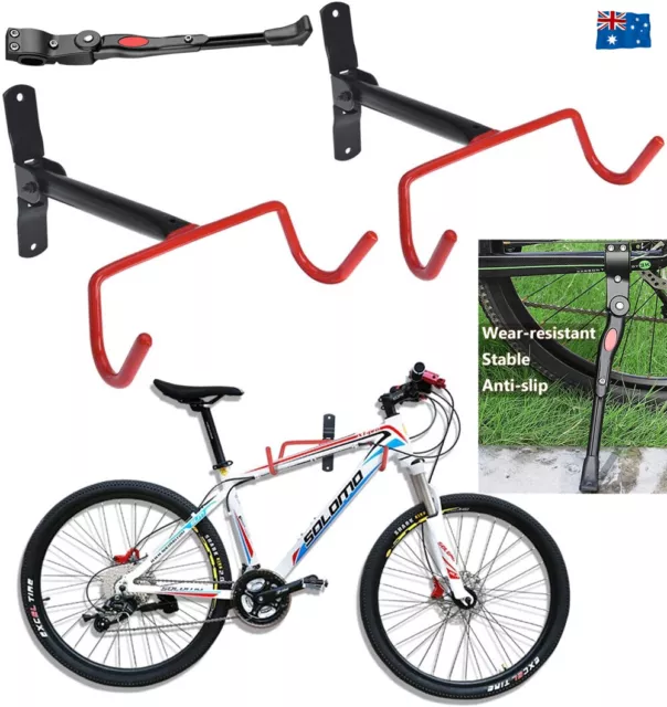 Bike Bicycle Holder Rack Storage Wall Mount Garage Hook Hanger Rear Kick Stand