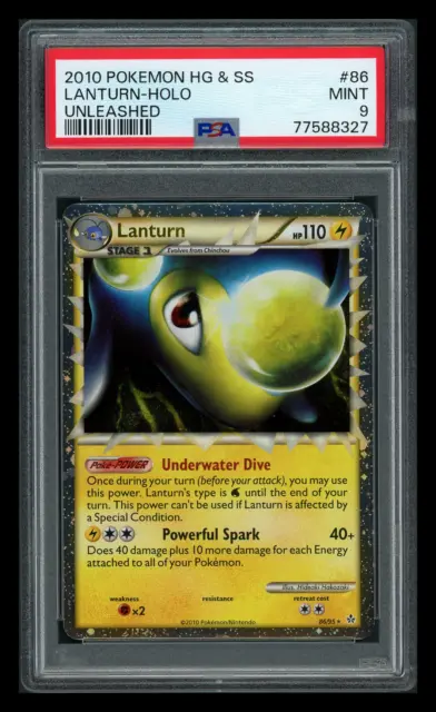 Lanturn PRIME 86/95 (HGSS Unleashed) Holo Rare Pokemon Card PSA 9 Mint