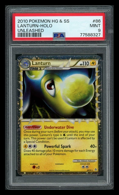 Lanturn PRIME 86/95 (HGSS Unleashed) Holo Rare Pokemon Card PSA 9 Mint