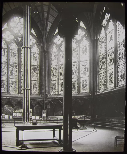Glass Magic Lantern Slide WESTMINSTER ABBEY CHAPTER HOUSE C1890 PHOTO ... LONDON