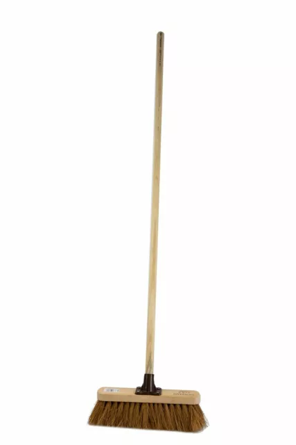 Soft Coco Brush Broom Head Wooden Handle Home Indoor Sweeper Garden Cleaning