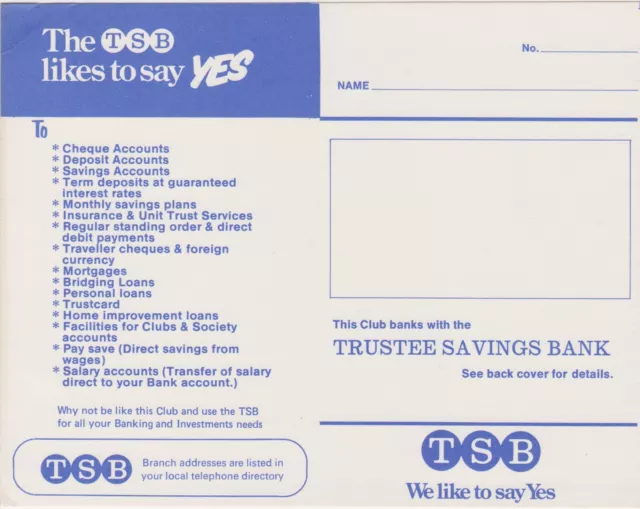 Advertisement Flyer – Trustee Savings Bank (TSB) – 1970’s / 1980’s ?