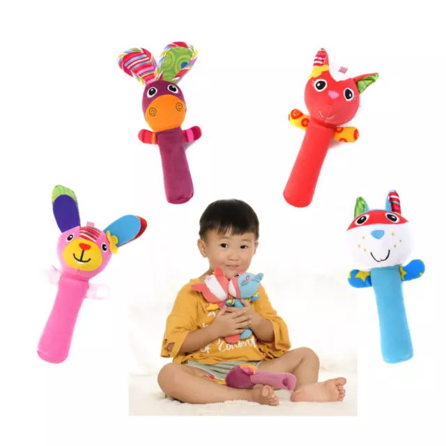 Animal Handbells plush  Rattle Cute Newborn Baby Toy