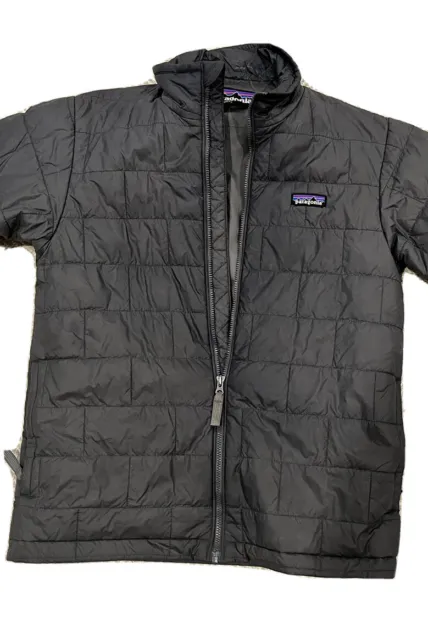 Patagonia nano puff full zip gray puffer jacket youth boys medium 10