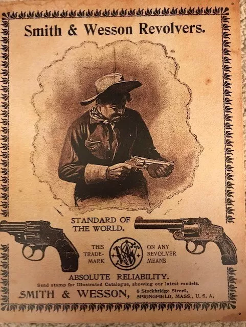 Smith & Wesson Revolvers Vintage Metal Tin Sign-Man Cave,Garage,Shed & Bar