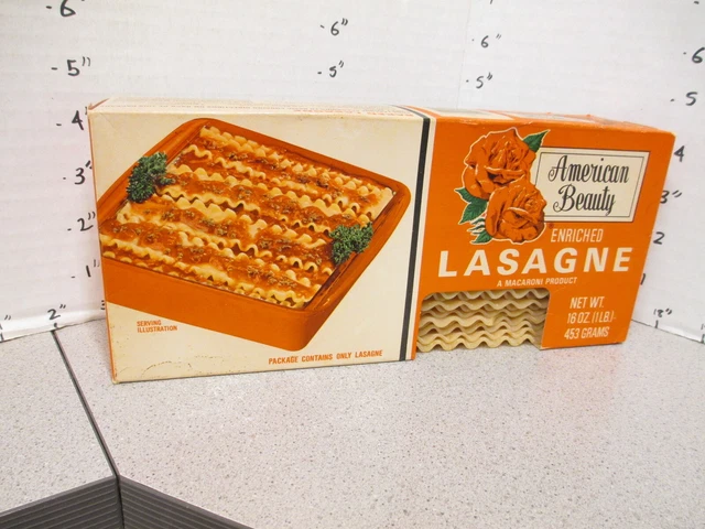 AMERICAN BEAUTY 1968, 1970s lasagna pasta Italian macaroni 1lb full box