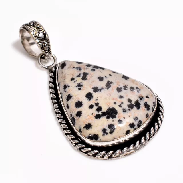 Dalmatian Jasper Gemstone Pendant 925 Sterling Silver Indian Jewelry For Women