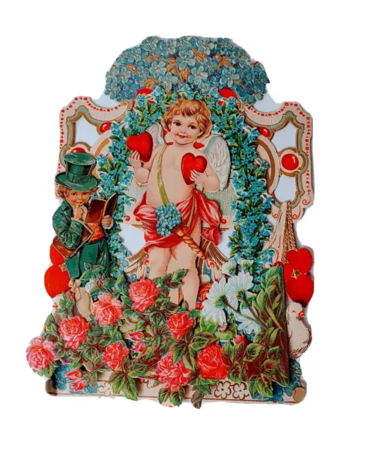 Vintage Die-cut Victorian Pop-Up Valentine Card LARGE 10x7"