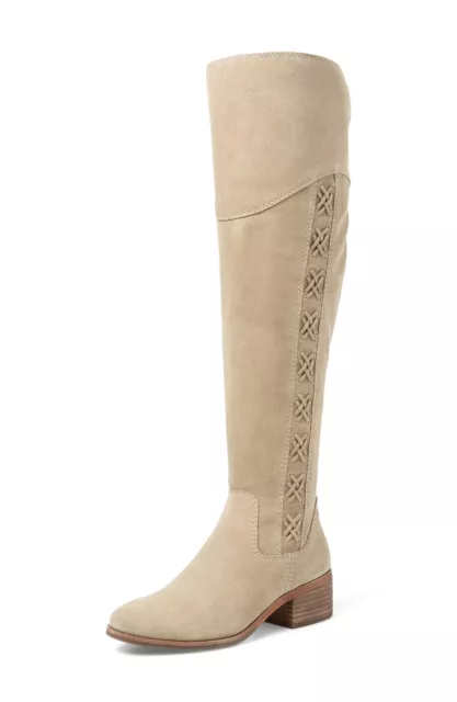 Vince Camuto Kreesell Taupe Suede Classic Over The Knee Tall Riding Flat Boots