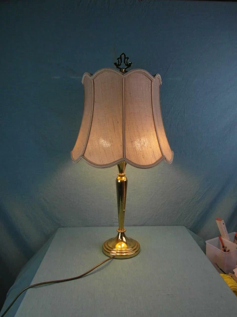 Tischlampe Messing Antik Lampe Krieg GmbH Stoffschirm Jugendstil Leuchte o6a2