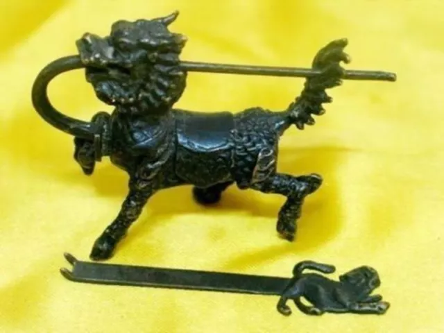 Chinese-old-style-Brass-foo-dog-Figure-lock-key