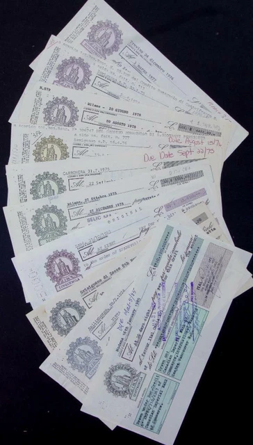Italy 10 bills of exchange 1970's revenues fiscal marca da bollo