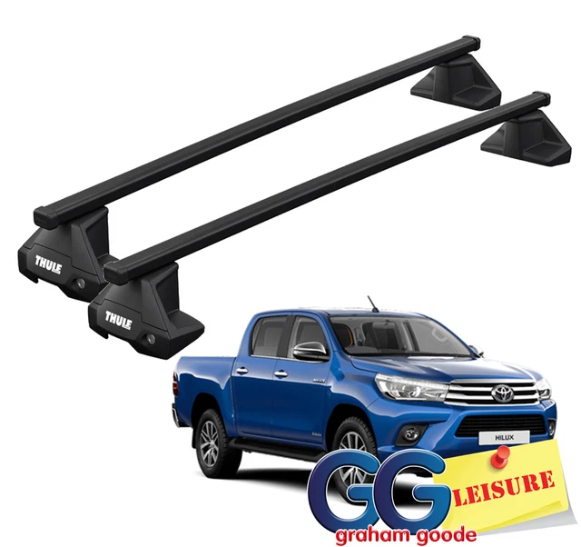 THULE EVO SQUARE Roof Rack Bars Toyota HiLux 4dr Double Cab 2016