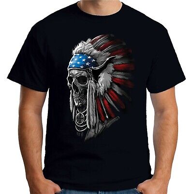 Velocitee Da Uomo T Shirt Native American Indian Chief TESCHIO MOTO A20967