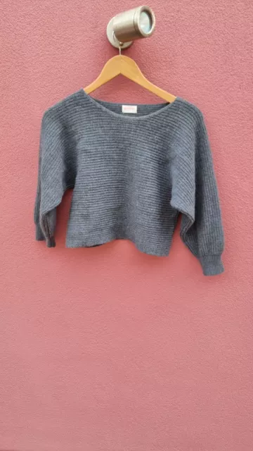Grey cropped deals knitted jumper