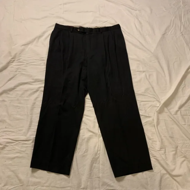 Mens Vintage Corbin Nordstrom Black Pleated Wool Trousers Size 38 X 29
