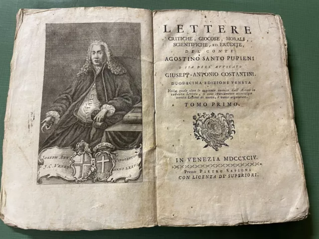 Settecentina Lettere Critiche Agostino Santo Pupieni 1794