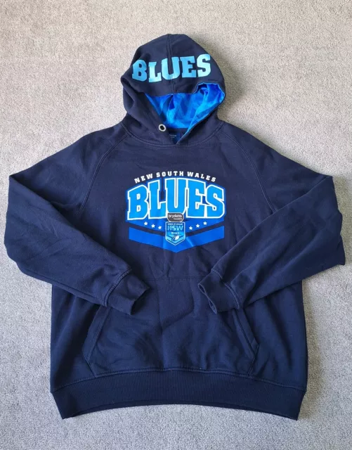 NSW Blues State of Origin Hoodie Jumper Men's Size Large Navy Blue Rugby League