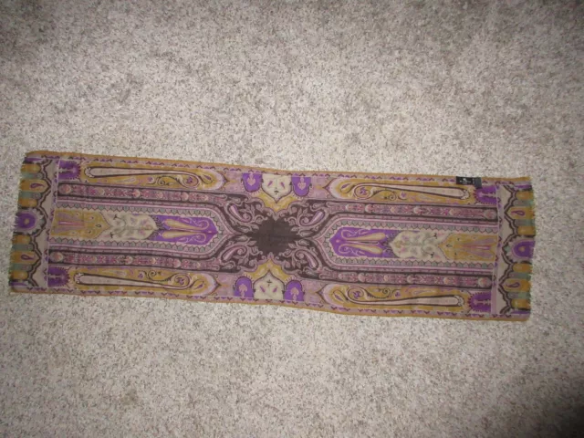 Etro Milano Cashmere Silk Blend Paisley Print Scarf Purple Gold