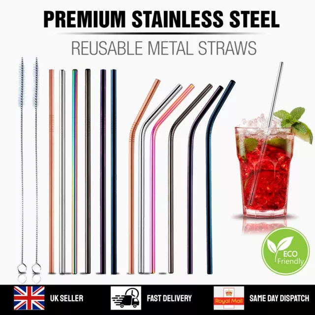 Metal Straws Reusable Mix Color Stainless Steel Drinks Straws Party Eco-Friendly