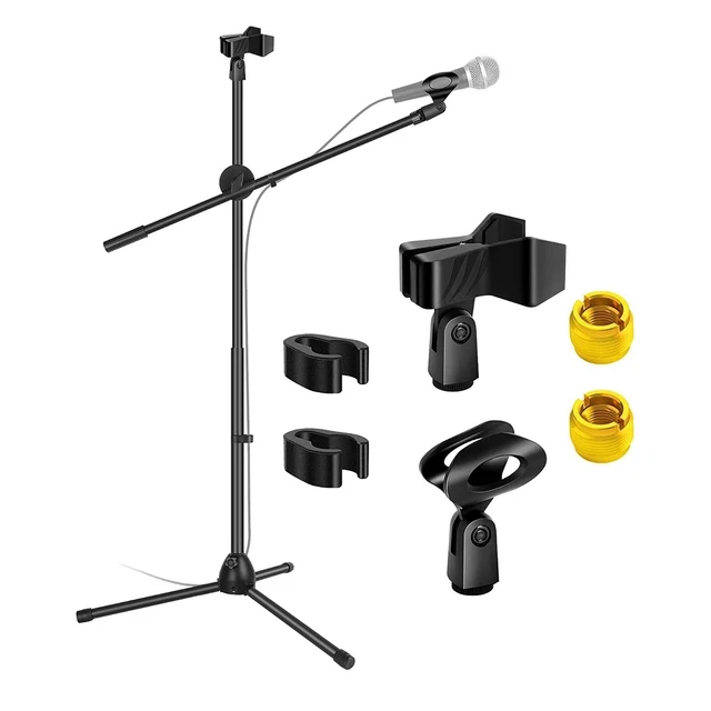 5CORE MICROPHONE STAND Dual Mic Clip Boom Arm Foldable Tripod 360